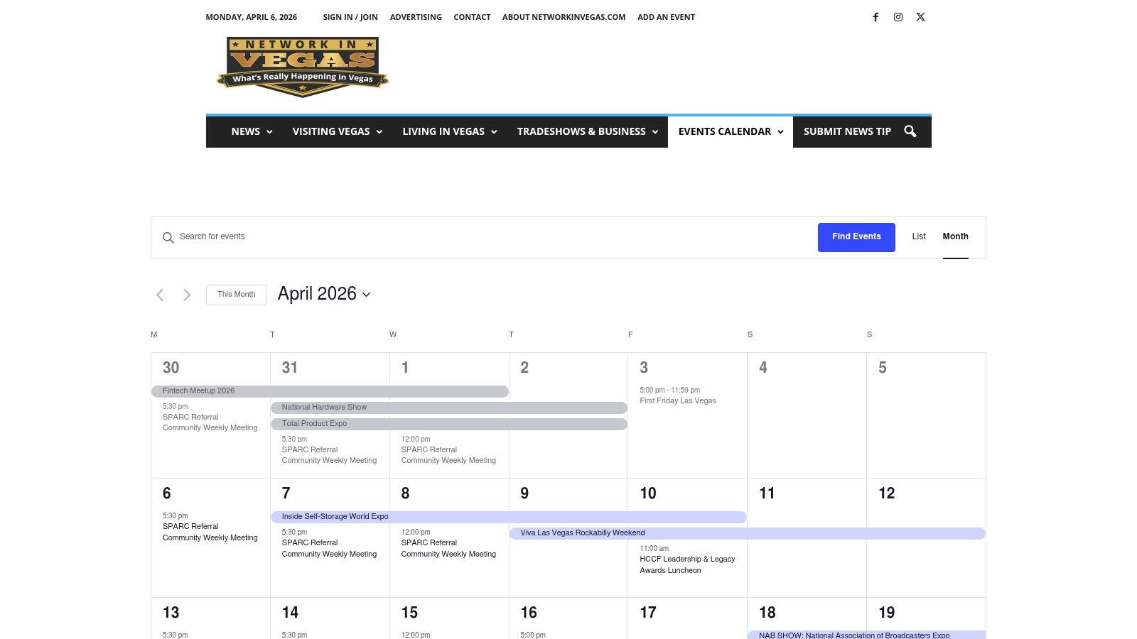 Network in Vegas – Conventions & Trade Shows Calendar